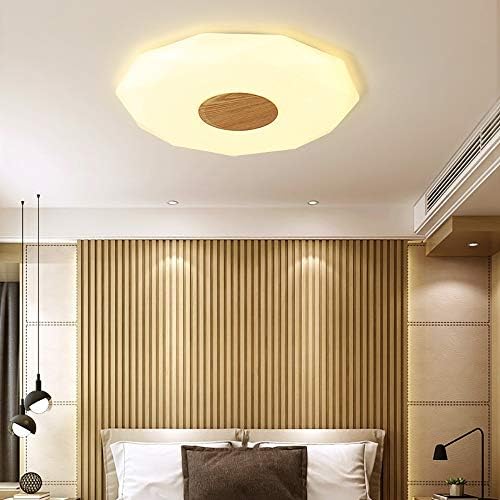 クリエイティブモダンシンプルラウンド3色調光ラバーウッド アクリルベッドルームリビングルームレストランスタディルームシャンデリア シーリングライト ランプled 装飾ライト Kantoorberge Be