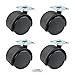 1.5 Inches Black Nylon Twin Wheel Swivel Plate Caster with 20 Screws - 4 Pack