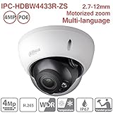Dahua 4MP Dome IP Camera IPC-HDBW4433R-ZS 2.7-12mm Motorized Varifocal IP PoE IR Indoor Network Camera ONVIF H.265 IP67 International Version