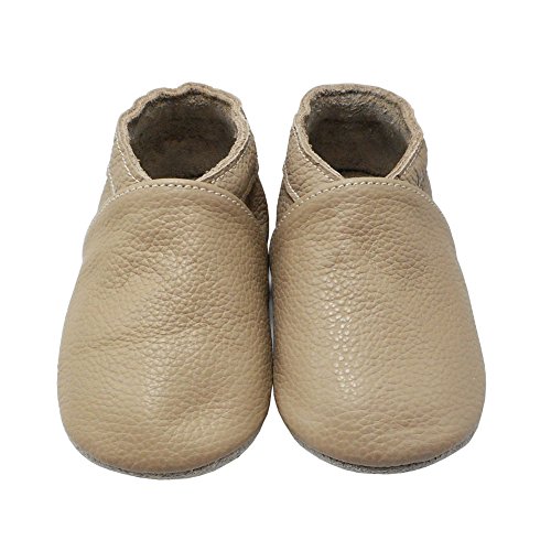Yang Baby Boys Girls Shoes Crawling Slipper Toddler Infant Soft Leather First Walking Moccs(Dark Beige,18-24 Months)