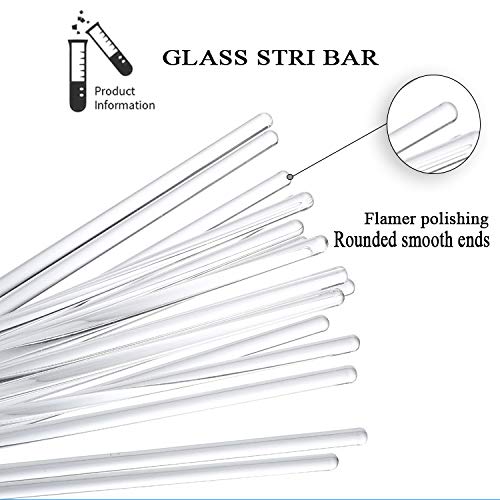 12 Pack Glass Stir Sticks 5mm Lab Stirring Rod 12 inch Length with Both Ends Round for Science