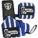 Steel Sweat Wrist Wraps - Best for Weight Lifting, Powerlifting, Gym and Crossfit Training - Heavy Duty Support - Blue/White Stripes 18