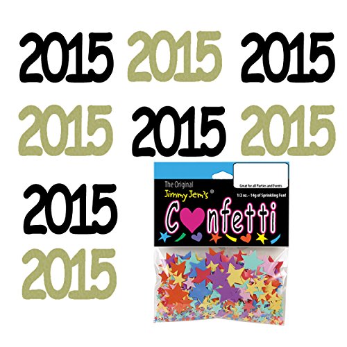 Confetti Year 2015 Black, Gold Combo - 4 Half Oz Pouches (2 oz) FREE SHIPPING --- (7610/7612)