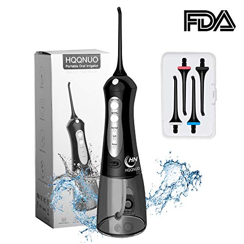 [2019 UPGRADED] Cordless Water Flosser Teeth Cleaner, Portable Water Pick, Oral Irrigator Dental Flosser (300ML Water Tank with 4 Jet Tips), Quiet IPX7 Waterproof Waterjet Flusher for Tooth Cleaning