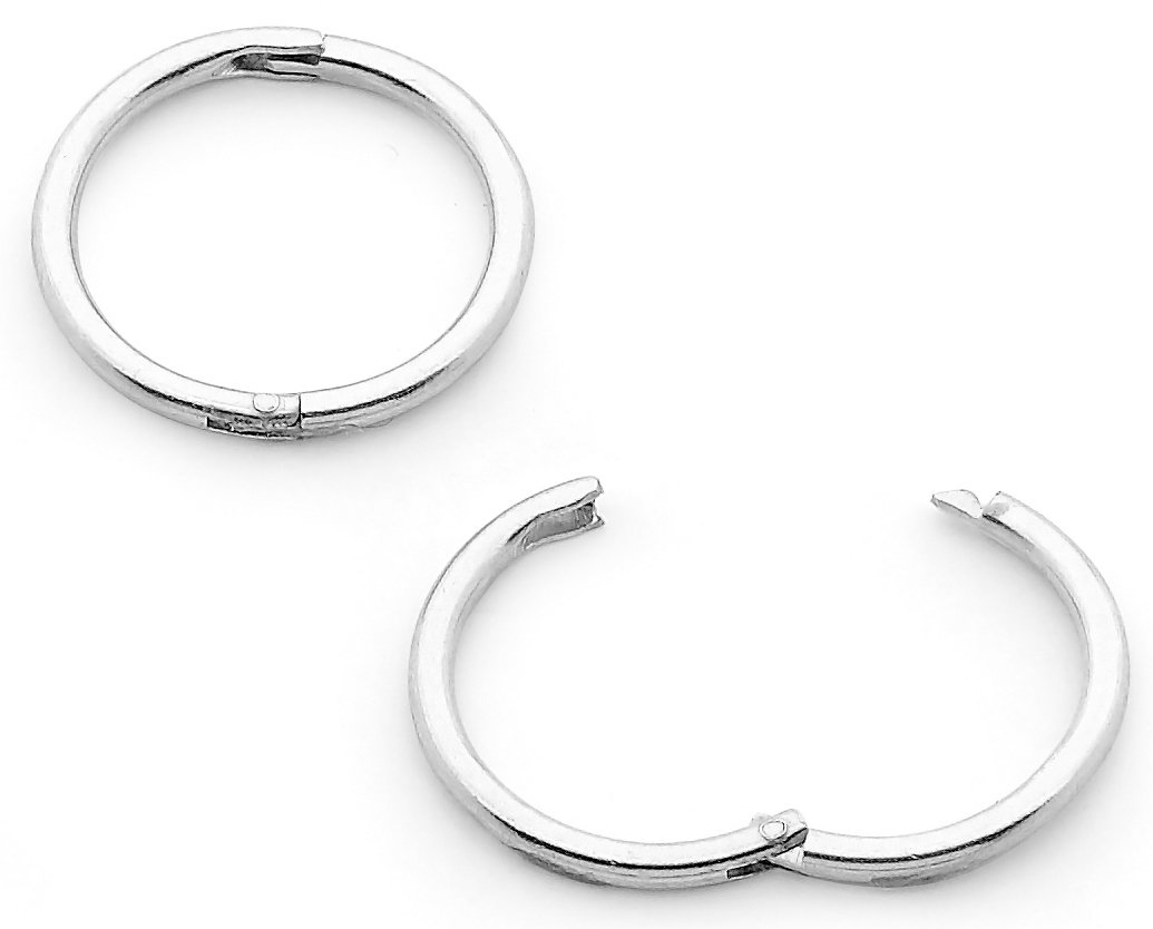 (12mm) 925 Solid Sterling Silver Australian Made Hinged Sleeper Earrings Nose Lip Septum Tragus Hoop Segment Ring Nickel Free Hypoallergenic