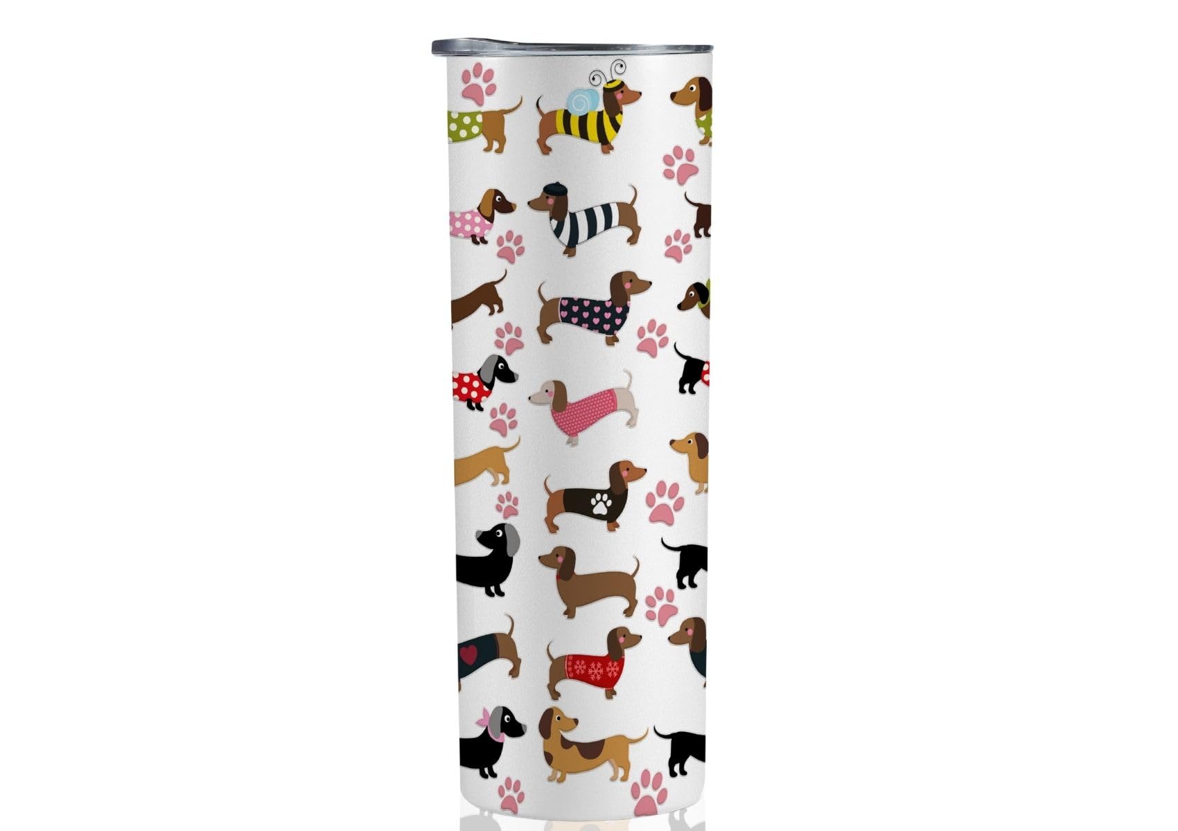 Onebttl Dachshund Gifts for Women, Sausage Dog Travel Mug for Weiner Weenie Dog Lovers, Owners, Girls, Friends, Daughters, Coworkers, Vacuum Insulated Stainless Steel Tumbler 590ml, White