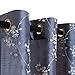 jinchan Floral Curtains Embroidered Curtains for Living Room 84 Inch Long Faux Silk Curtains Slate Blue Grommet Top Flower Patterned Drapes Light Filtering Curtains Window Curtain Set 2 Panels