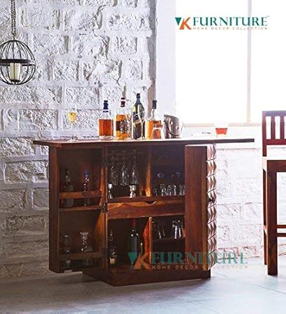 Vk Furniture Sheesham Wood Bar Cabinet For Living Room Home