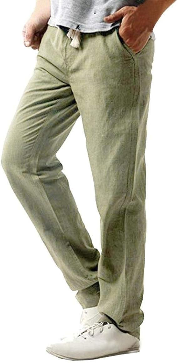 BoBoLily Men's Casual Beach Pants Linen Pants Men's Chino Pants Fabric
