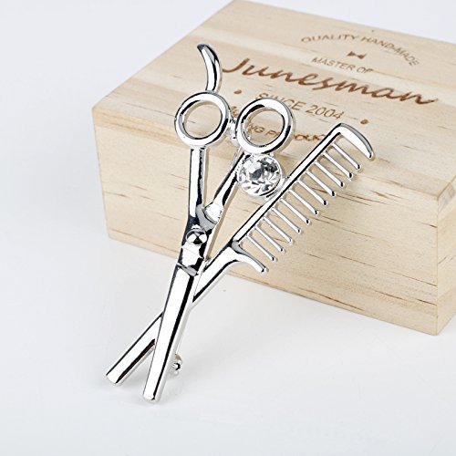 Hairdresser Scissors and Comb Pin Brooch Necklace for Jacket Men 's Suits Buckle Neckwear Decoration