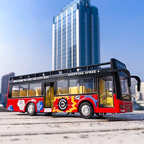 TGRCM-CZ 1/32 Scale Double Decker Bus Casting Car Model, Zinc Alloy Toy Car for kids, Pull Back Vehicles Toy Car with Lights and Sound for Toddlers Kids Boys Girls (Red) - Thumbnail 4