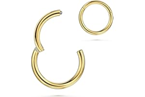 20G-18G-16G-14G-12G-10G 5/6/7/8/9/10/11/12/13/14/16mm 316l Surgical Steel Hinged Clicker Segment Septum Lip Nose Hoop Ring He