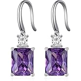 Sterling Silver Birthstone Earring For Woman -Dangle Earrings Jewelry Birthday Gifts for Women,Girlfriend,Wife,Mom - Graduation, Friendship,Birthday, Anniversary