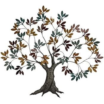 metal wall tree decor multi amazon decmode transitional inch iron artistically designed outdoor nature leaves multicolored colonial benzara polish antique