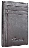 Travelambo Front Pocket Wallet Minimalist Wallets Leather Slim Wallet Money Clip RFID Blocking(classic brown)