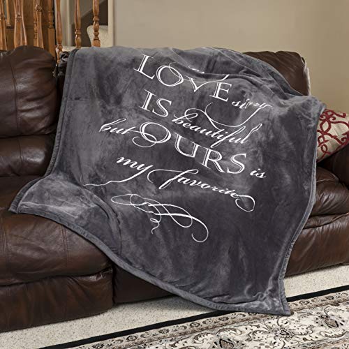 1i4 Group Soft Sentiments Outrageously Soft Reversible Velvet Ultra Plush Throw - 50 x 60 Inch - Love is Ours