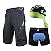 Borvelo MTB Cycling Shorts Set: Mountain Bike Baggy Shorts Loose Fit Plus Bicycle 3D Coolmax Padded Underwear Shorts Plus MTB Cycling Bandana Cap.Superior $ Value Set.