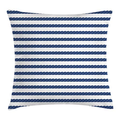 Ambesonne Navy Throw Pillow Cushion Cover, Nautical in Horizontal Style