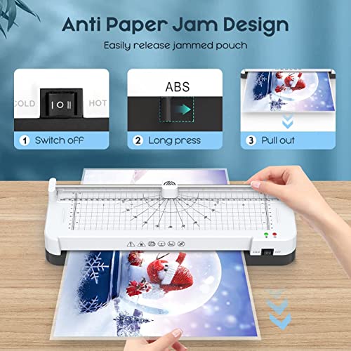 Laminator,A3/A4/A5/A6 Thermal Laminating Machine, 9 in 1 Cold Laminator Machine with Paper Cutter and Corner Rounder,40 Laminating Pouches for Home Office School