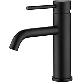 SUMERAIN Matte Black Bathroom Sink Faucet Single Handle Single Hole | Lead-Free, Stainless Steel, with Faucet Supply Lines, Easy DIY Install