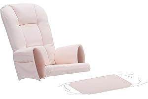 5-Piece Velvet Glider Rocking Chair Cushions Replacement Set with Side Pockets, Washable & Non-Slip Nursery Chair Pads for Ro