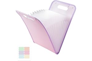 M&G Expanding File Folder 13 Pockets Accordion File Organizer with Labels, Portable Document Receipt Organizer Hold A4 Letter Size Paper, Waterproof Folder for Schoolbag Office Supplies (Purple)