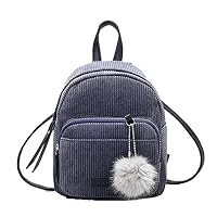 Creazrise Women Fashion School Bags Mini Thicken Corduroy Backpacks (Gray)