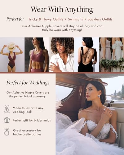 Bare Babe Reusable Silicone Nipple Covers - Waterproof, Nude, 4 Shades - Sticky Breast Stickers for Strapless Dress