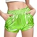 Perfashion Neon Shorts for Women Shiny Booty Shorts Neon Green Shorts S