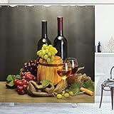 Ambesonne Winery Shower Curtain, Cask Bottles and