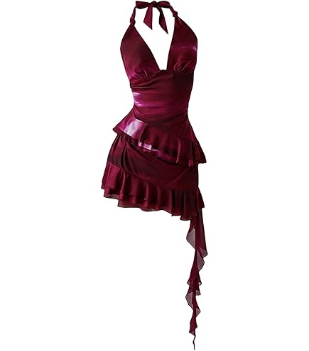 Women's Mesh Butterfly Halter Neck Mini Dress Cute Party Gowns
