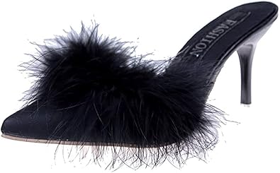 fluffy kitten heel slippers