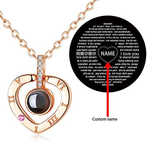 I Love You Necklace 100 Languages Custom Your Lover's Name in The Sterling Silver Projection Necklace