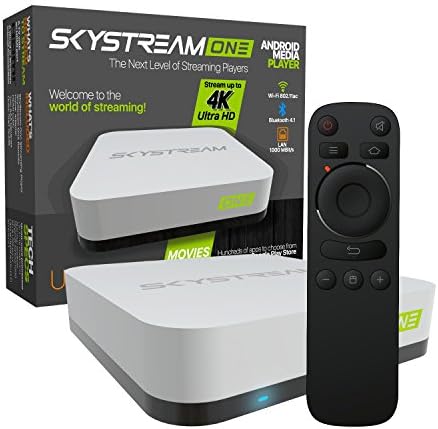 SkyStream ONE Android TV Box Streaming Player with SkyStreamTV Updater 2G/16G/4K Plug & Play Ready with Lollipop 5.1.1 & AC Wireless 10/100/1000