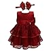 Glamulice Wine Red Baby Girl Lace Party Dress 6-12 Infant Christening Baptism Girl Dresses Pageant Birthday Formal Gown Burgundy Newborn Princess Photo Shoot Holiday Wedding Christmas Outfit Set 6M