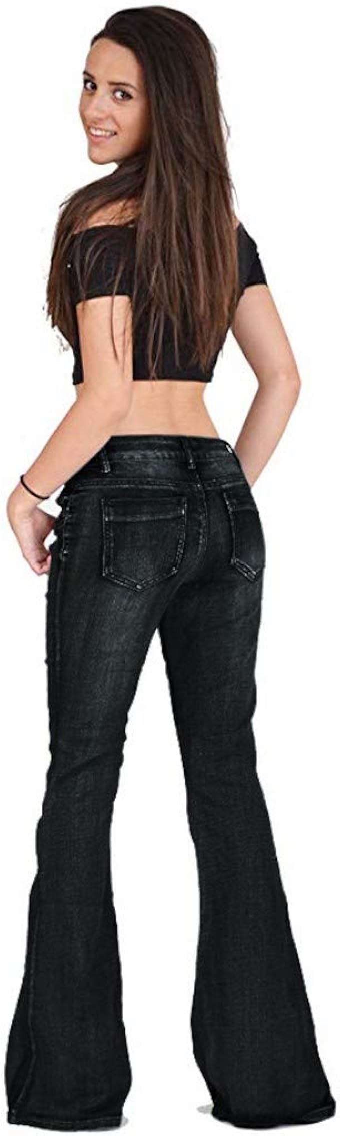 stretch denim bell bottom jeans