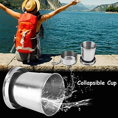 HERCHR 5.28Oz Stainless Steel Collapsible Travel Cup,Collapsible Metal Travel Folding Cup Telescopic Mug,Outdoor Telescopic Mug Hiking Bottle Water Container - Image 5