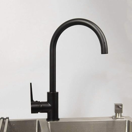 Grifo De Fregadero De Cocina De Acero Inoxidable Negro Mate Mezclador