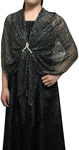 バラ 柄 レース 格安 価格でご提供いたします ラメ ショール 結婚式 パーティー ストール フォーマル レディース 鍵ホック 付 292 フリンジ パール