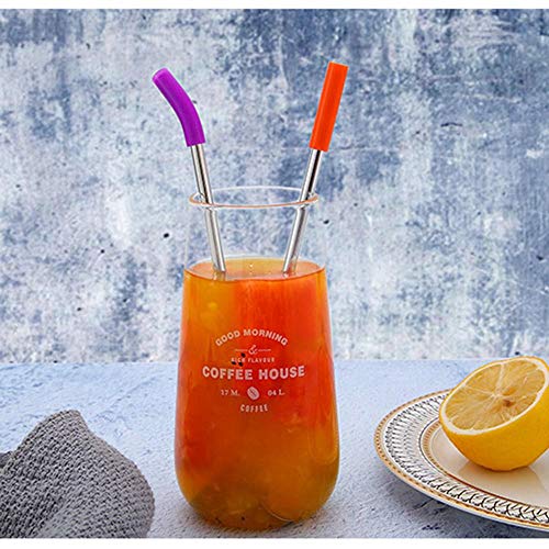Umiwe Reusable Spoon Straws Stirrer,4 PCS Stainless Steel 2 in 1 Drinking Straws Stirrers with 1 Cleaning Brush for 30oz 20oz Tumblers Cups Mugs Yeti Rambler Rtic Ozark Trail