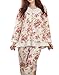 MyFav Big Girl Peony Rose Pajama Sets Winter Sleepwear Florals Nighty Homewear
