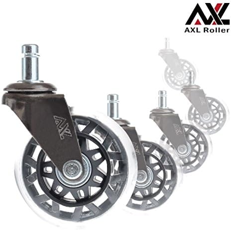 AXL Office 3 Inch Rollerblade Style Office Chair Caster Wheel Replacement, For IKEA Office Chair, New 2017 Model - Nickel black (7Star-Shaped, Set of 5)