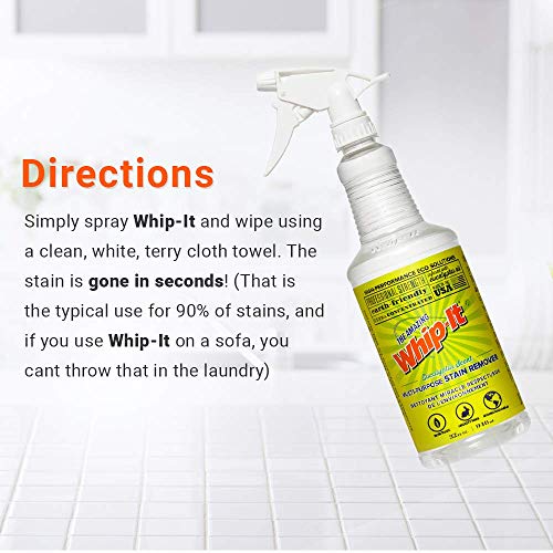 Whip-It Multi-Purpose Stain Remover - 32oz - Plant-Based with All 6 Enzymes - All Natural - Made in USA