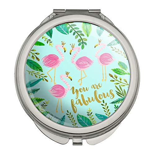 You are Fabulous Flamingos Princesses Crowns Compact Travel Purse Handbag Makeup Mirror