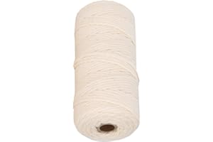 TIKATARER 100m Cotton Rope, 3mm Single Strand Soft Macrame Yarn Cord for DIY Crafts, Bohemian Wedding Decorations & Knots