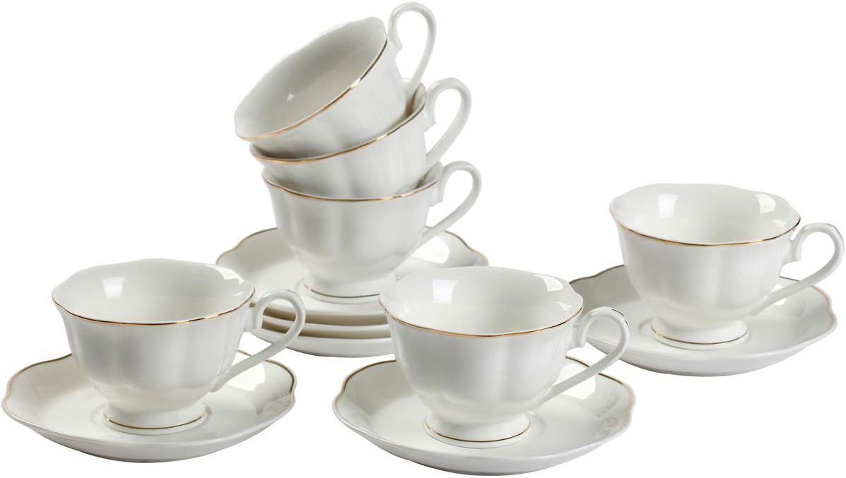 Amazon Com Gy 12 Pcs Tea Set 7oz New Bone China Tea Cup And