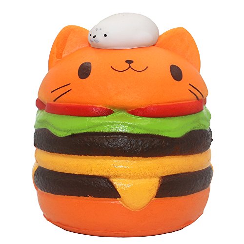 Trasfit 2 Pieces Jumbo Slow Rising Squishies Cat Hamburgers, Cute Mini Seal Toy - Scented Kawaii Squishy, Reduce Pressure Squeeze Toy