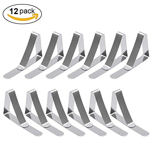 GUSTYLE 12 Packs Tablecloth Clips, Stainless Steel Table Cover Clamps to Keep Your Tablecloth Stable and Smooth - Thumbnail 7
