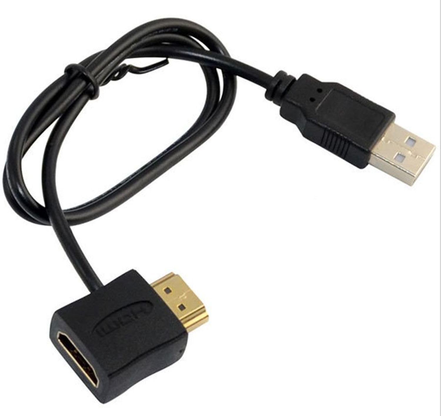 AYMBH HDMI Male to Female Connector + USB 2.0 Male to HDMI Charger Cable Splitter Adapter Extension | 50cm | For PC, PS3, HDTV, Projector | Dual-Purpose | No Data Transfer | Gold-Plated Connectors