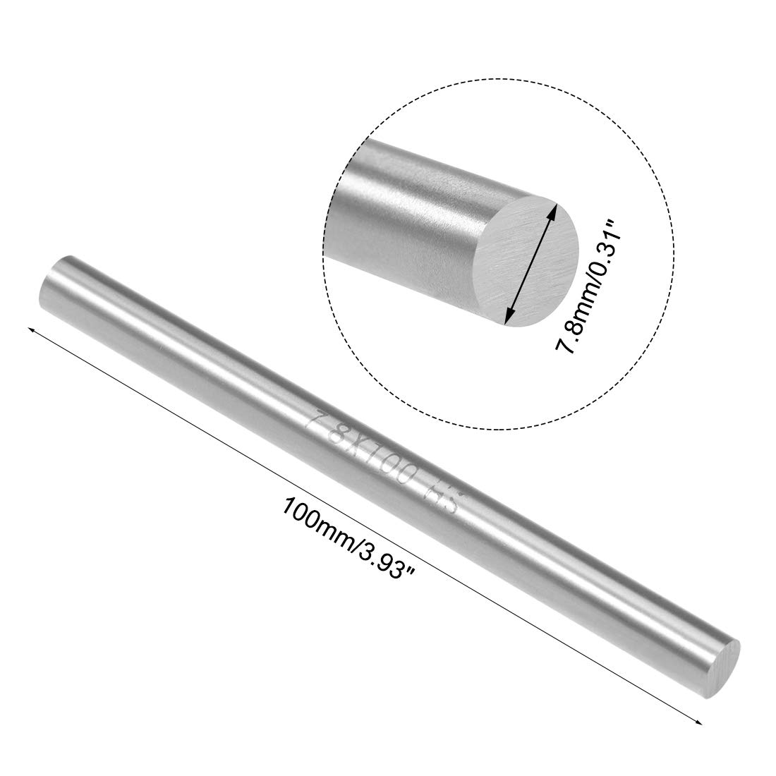 sourcing map Round Steel Rod, 7.8mm HSS Lathe Bar Stock Tool 100mm Long - Image 3